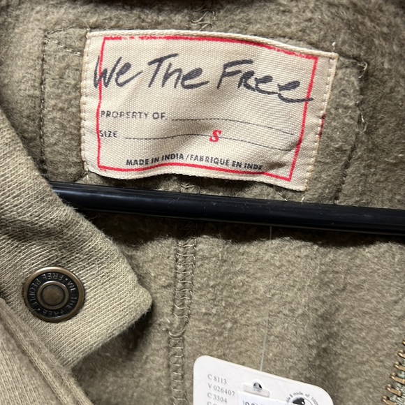 FREE PEOPLE Lou Oversized Moto Zip Fleece Jacket In Olive Stone size Small - Picture 10 of 12